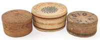 Three Tlingit Lidded Baskets