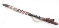 Outstanding Sioux Catlinite Figural Pipe with Beaded Pipe Stem