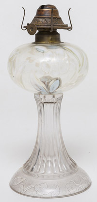 Opalescent Floral Font Oil Lamp
