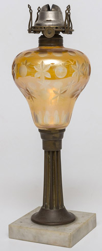 Amber Cut to Clear Oil Lamp