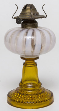 Jensen White Opalescent Striped Oil Lamp