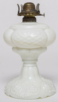 Prince Edward Milk Glass Oil Lamp