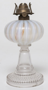 Jensen Opalescent Ribbed Oil Lamp