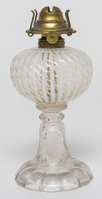Opalescent Ribbed Oil Lamp
