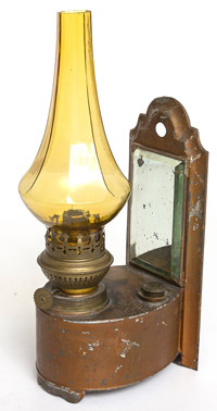 Fine Painted Tin Wall Sconce Oil Lamp