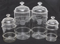 Four Blown Glass Store Canisters
