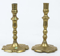 Pair Queen Anne Brass Candlesticks