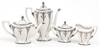 Lenox Belleek Silver Overlay Tea Set