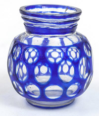 Miniature Cobalt Cut to Clear Vase