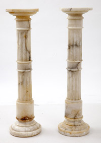 Pair of White Marble Pedestals