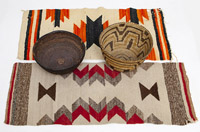 Two American Indian Baskets & Blankets
