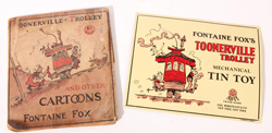 TOONERVILLE TROLLEY CARTOON BOOK & SIGN 