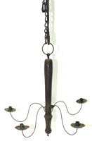 EARLY WOOD & TIN CHANDELIER