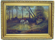 OIL PAINTING OF TEAM OF HORSES