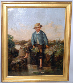 Oil Painting Monogrammed "L.E." Dated 1874