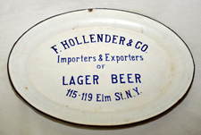 F HOLLENDER PORCELAIN BEER TRAY