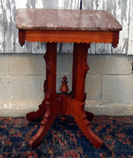 WALNUT MARBLE TOP PARLOR TABLE