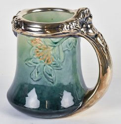 Carved Silver Overlay Rookwood Sea Geen Stein