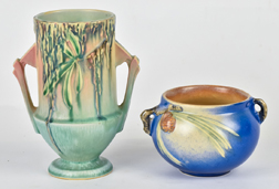 Roseville Pinecone & Moss Vases