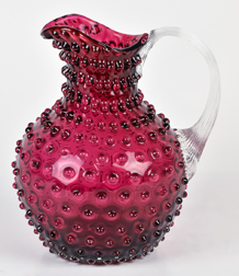 Victorian Art Glass Ruby Hobnail Pitcher