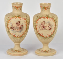 Outstanding Pair of Bristol Art Glass Vases