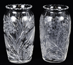 Pair Cut Glass Vases