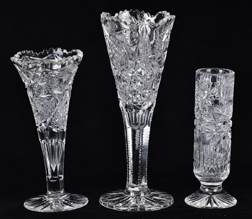 Three Cut Glass Vases