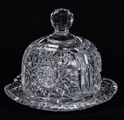 American Cut Glass Covered Butter Dish