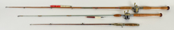 Bamboo & Fiber Glass Fishing Rods & 2 Reels