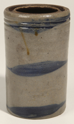 Blue Striped Stoneware Canning Jar