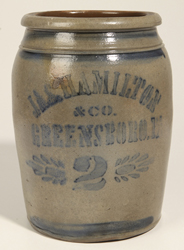 Jas. Hamilton Greensboro, PA Stoneware Jar