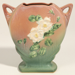 Roseville White Rose #984 Blue Vase