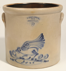 West Troy Pottery Stoneware Jar w/Chicken