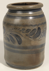 Blue Freehand Decorated Stoneware Jar