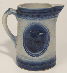 Old Blue and White Stoneware Cow Milk Pitcher