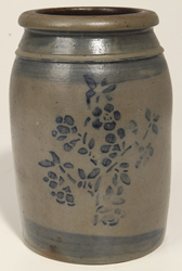 Unusual Stenciled Florals Stoneware Jar