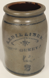 A. B. Dilliner, New Geneva, PA Stoneware Jar