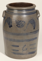 Blue Freehand Decorated 6 Gallon Stoneware Jar
