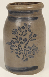 Blue Decorated Stoneware Canning Jar
