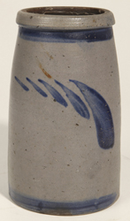 Blue Decorated Stoneware Canning Jar