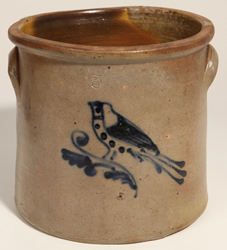 Stoneware Jar With Cobalt Blue Bird on Branch