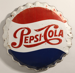 1950's Pepsi-Cola 24" Bottle Cap Sign