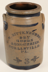 G. W. Rittenbender, Curllsville, PA Stoneware Jar