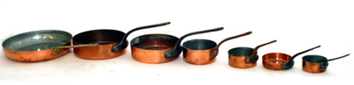 Set of Early Copper Pans