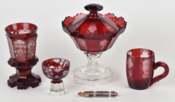 Five Pieces Early Bohemian Glass
