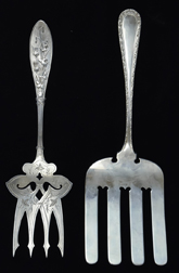 Two Large Sterling Serving Forks