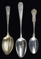 Three Large Sterling Serving Spoons