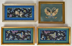 Four Small Chinese Silk Embroidered Panels