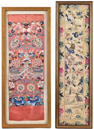 Two  Early Chinese Silk Embroidered Panels