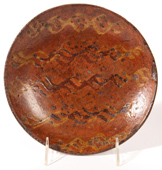 Early American Slip Decorated Redware Pie Plate